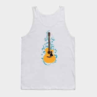 Natural Auditorium Acoustic Guitar Flowering Vines Tank Top